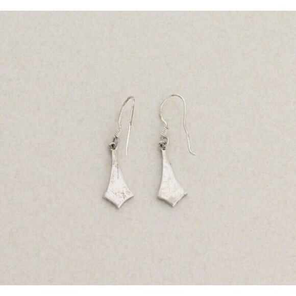 Sterling Silver Inlay Turquoise Earrings Dangle Drop 1 1/4" x 1/4" - Picture 7 of 8